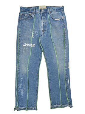 Better With Age Derby Pleated Jeans in Denim